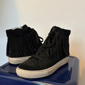Black Fringe High-Top Sneakers Size 38